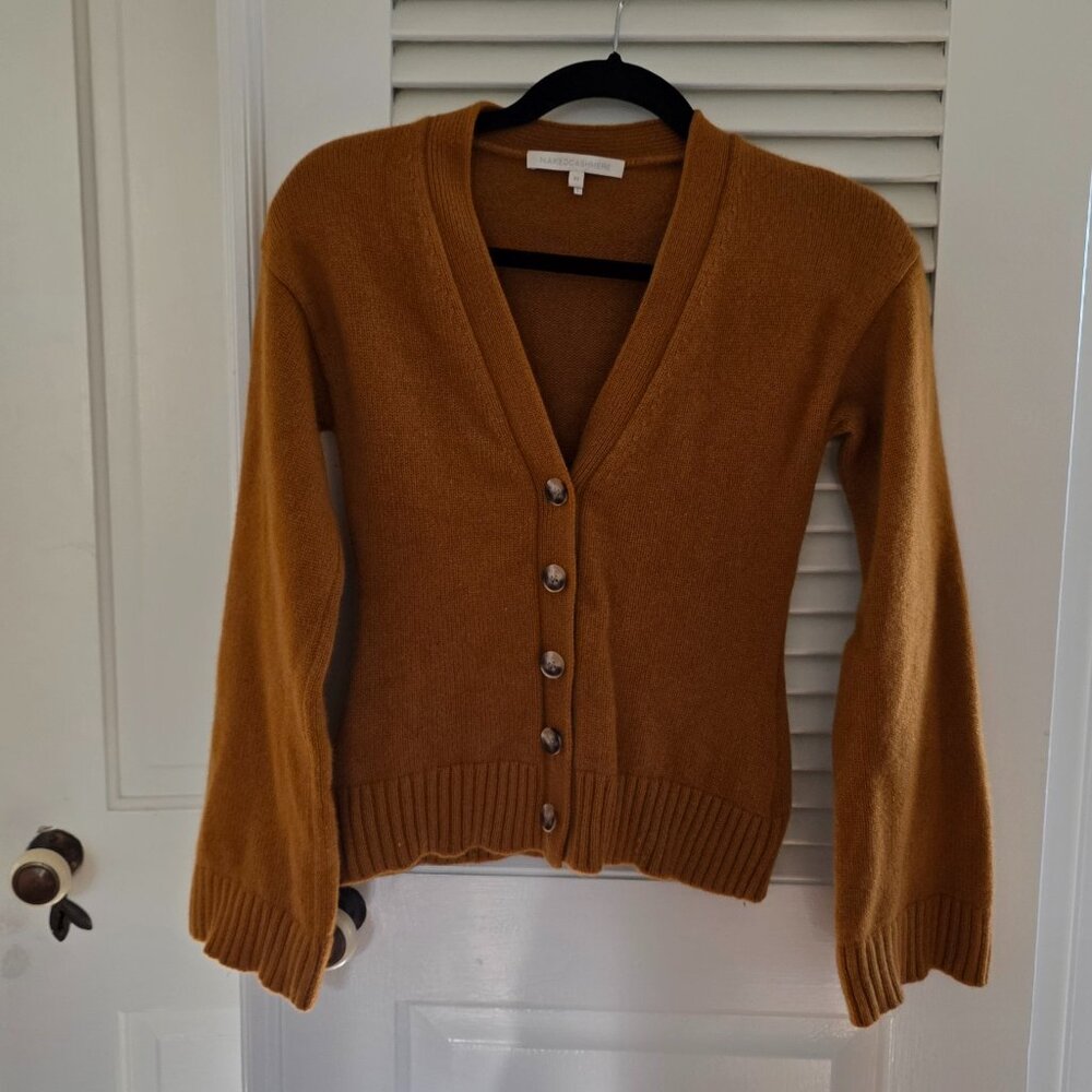 Naked Cashmere Phoebe button down bell sleeve cardigan 100% cashmere XS Saffron